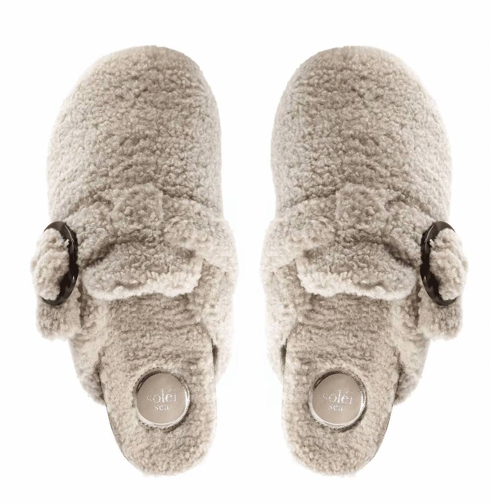 NEW SOLEIL women's bimba fleece clog in cream